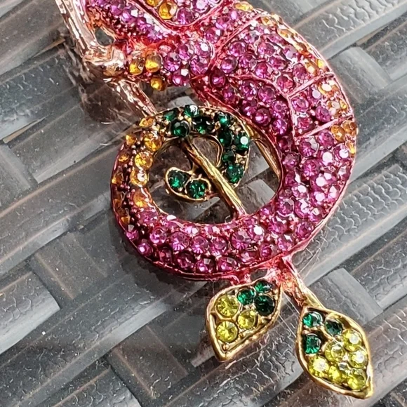 Austrian Crystal Chameleon Brooch & Pendant Brooch - Picture 8 of 10